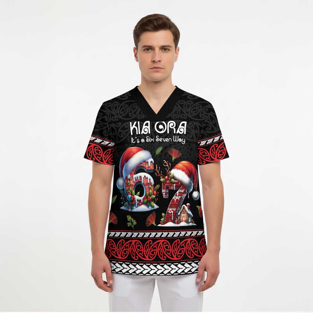 Aotearoa Six Seven Personalized Scrub Top New Zealand Funny Christmas LT9 - Polynesian Pride