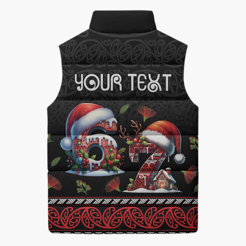 Aotearoa Six Seven Personalized Sleeveless Puffer Jacket New Zealand Funny Christmas - Polynesian Pride