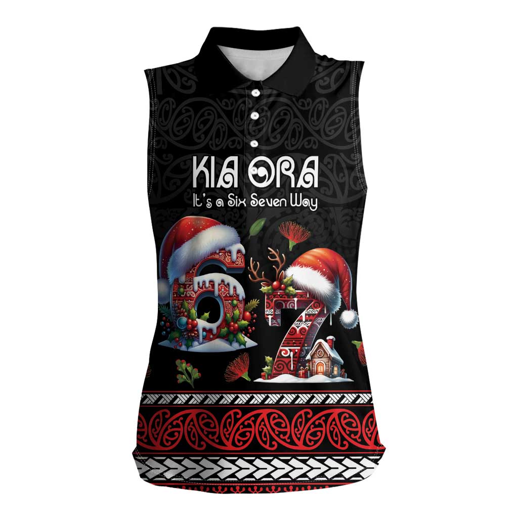 Aotearoa Six Seven Personalized Women Sleeveless Polo Shirt New Zealand Funny Christmas - Polynesian Pride