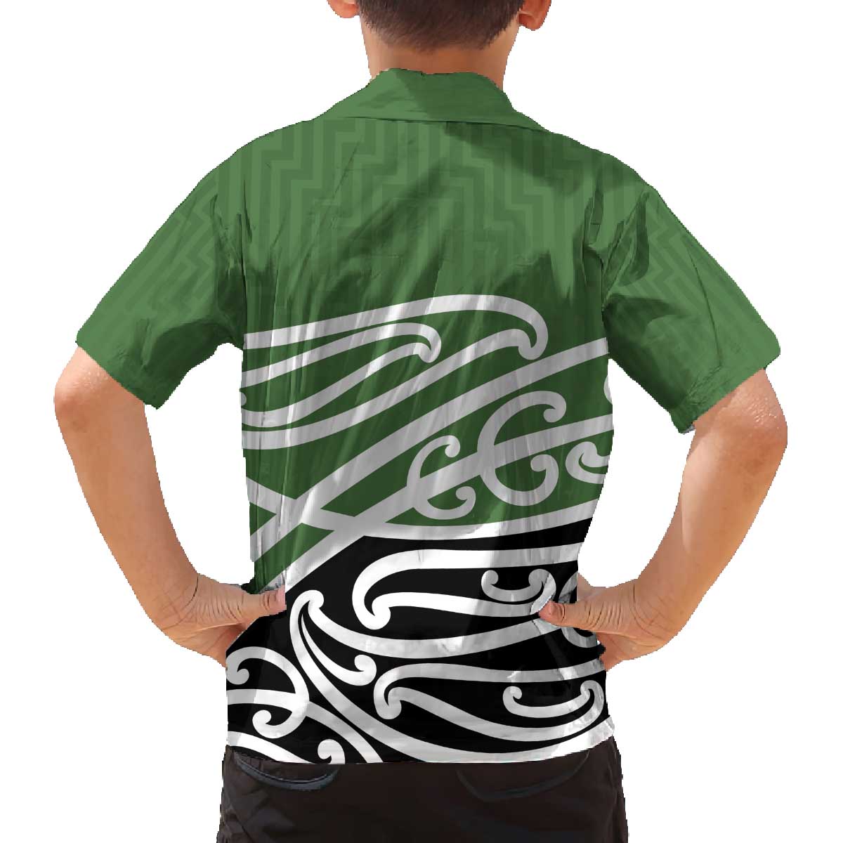 Green Fern New Zealand Kowhai Ngutukak Family Matching Off The Shoulder Long Sleeve Dress and Hawaiian Shirt - Polynesian Pride