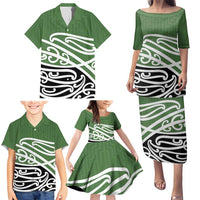 Green Fern New Zealand Kowhai Ngutukak Family Matching Puletasi and Hawaiian Shirt - Polynesian Pride