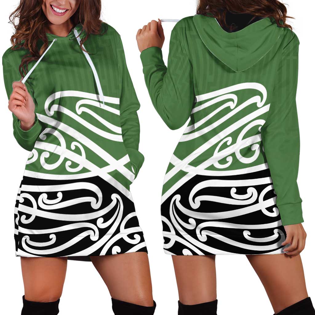 Green Fern New Zealand Kowhai Ngutukak Hoodie Dress - Polynesian Pride