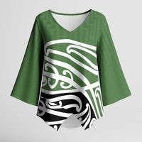Green Fern New Zealand Kowhai Ngutukak Kimono Sleeve Blouse - Polynesian Pride