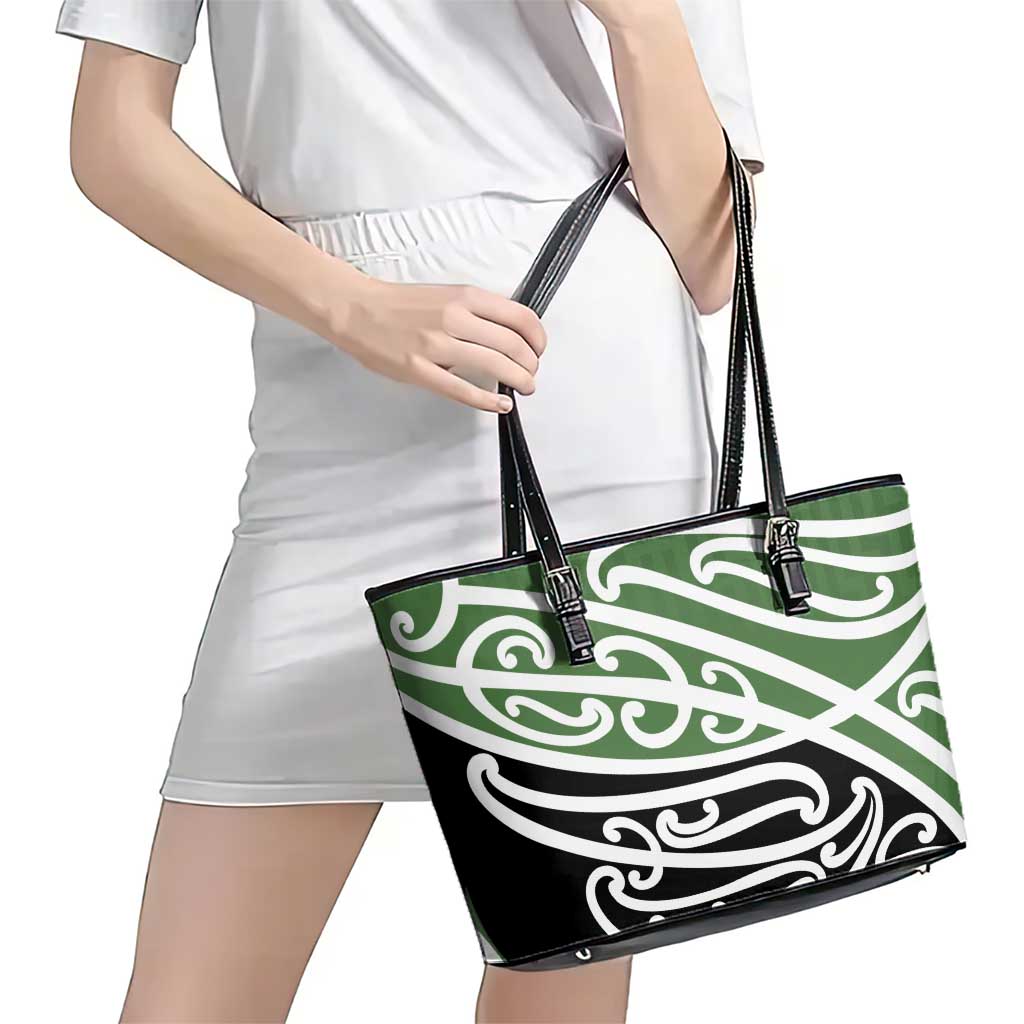 Green Fern New Zealand Kowhai Ngutukak Leather Tote Bag - Polynesian Pride