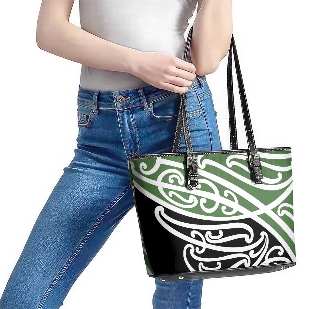 Green Fern New Zealand Kowhai Ngutukak Leather Tote Bag - Polynesian Pride