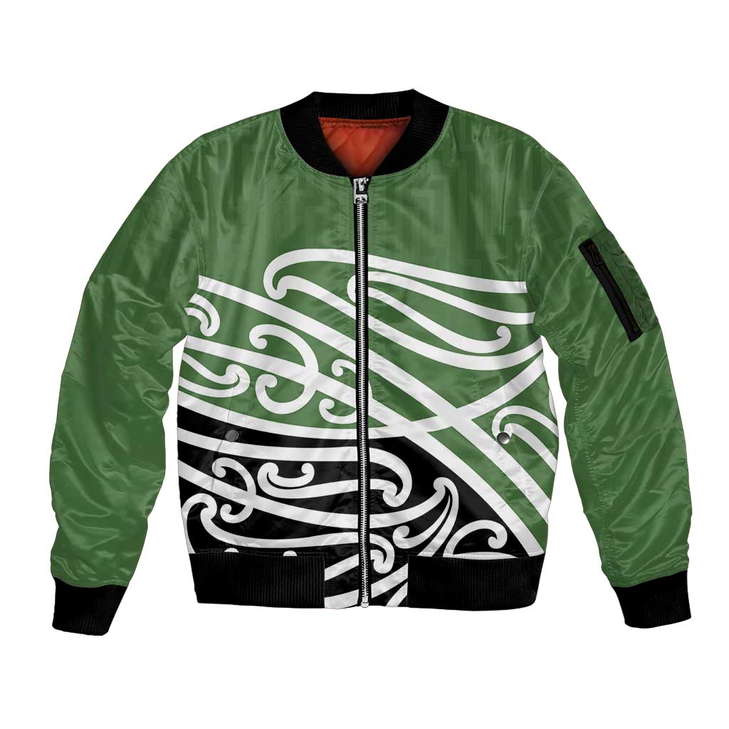 Green Fern New Zealand Kowhai Ngutukak Sleeve Zip Bomber Jacket - Polynesian Pride
