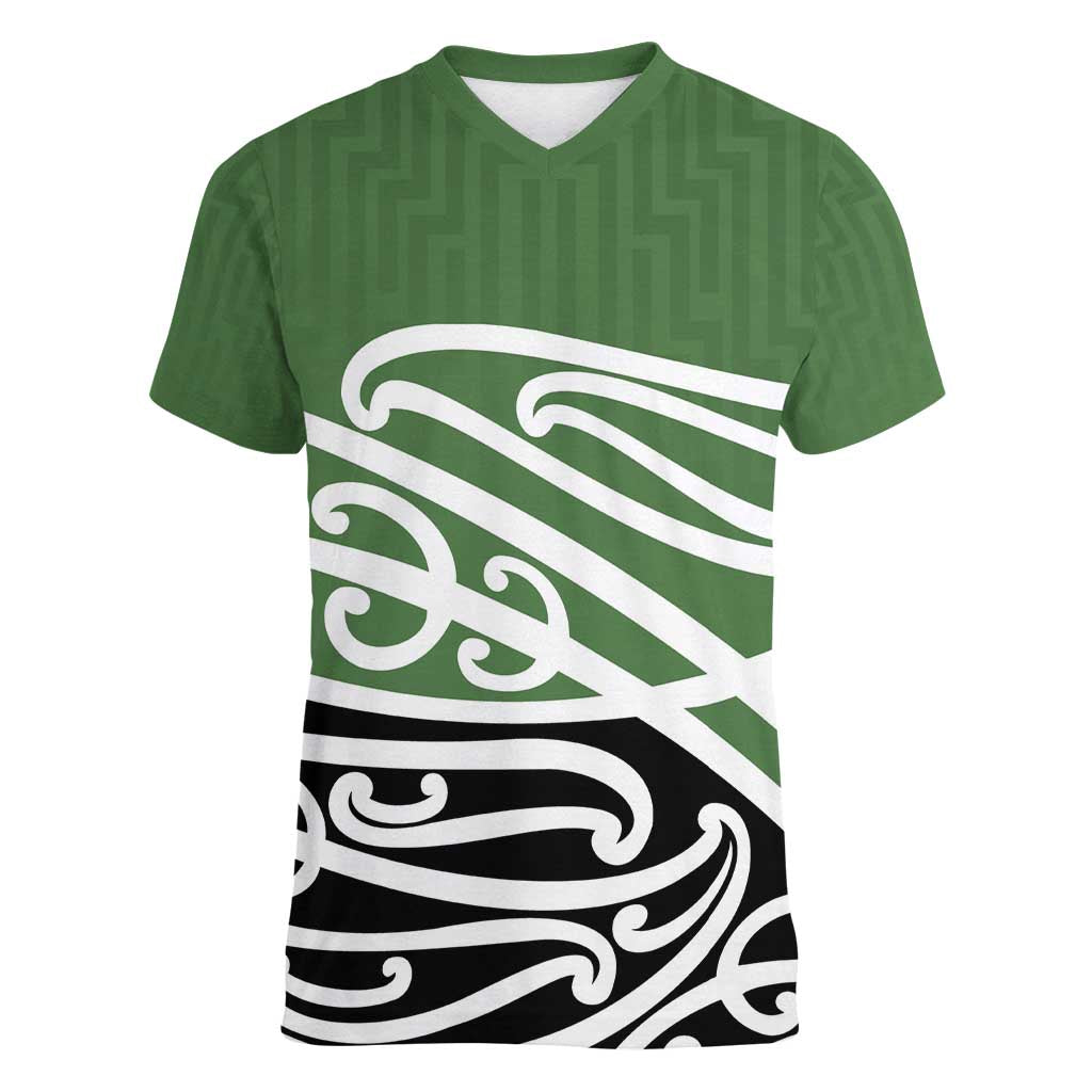 Green Fern New Zealand Kowhai Ngutukak Women V-Neck T-Shirt - Polynesian Pride