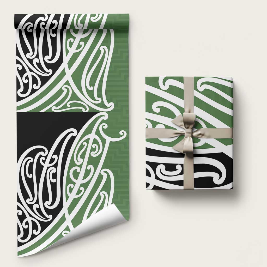 Green Fern New Zealand Kowhai Ngutukak Wrapping Paper LT9 58" × 23" Green - Polynesian Pride