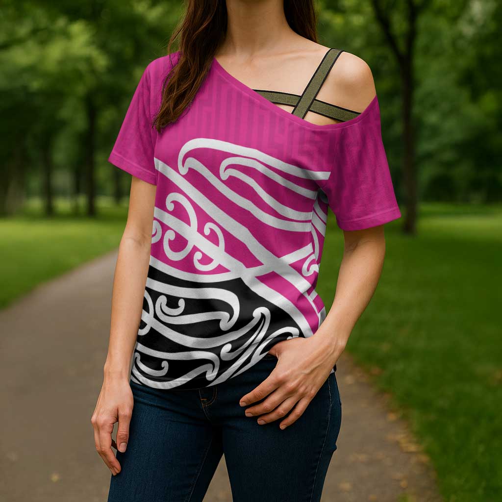 All Pink New Zealand Kowhai Ngutukak Cross Shoulder Shirt - Polynesian Pride