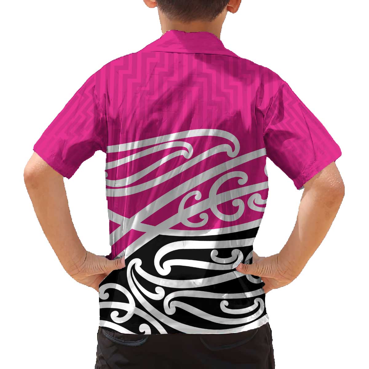 All Pink New Zealand Kowhai Ngutukak Family Matching Off The Shoulder Long Sleeve Dress and Hawaiian Shirt - Polynesian Pride