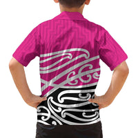 All Pink New Zealand Kowhai Ngutukak Family Matching Off The Shoulder Long Sleeve Dress and Hawaiian Shirt - Polynesian Pride
