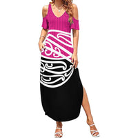 All Pink New Zealand Kowhai Ngutukak Family Matching Summer Maxi Dress and Hawaiian Shirt - Polynesian Pride