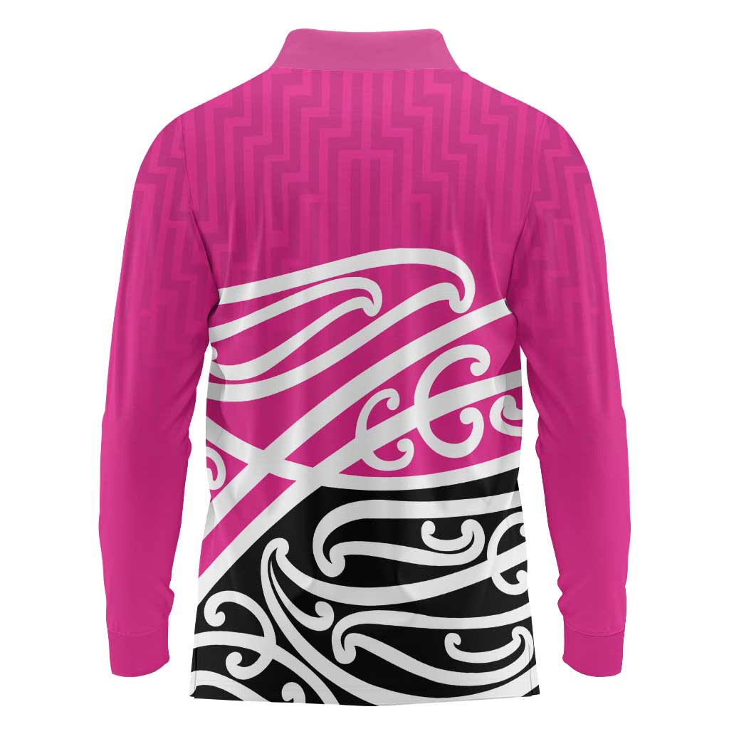 All Pink New Zealand Kowhai Ngutukak Long Sleeve Polo Shirt - Polynesian Pride
