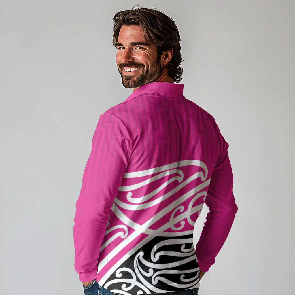 All Pink New Zealand Kowhai Ngutukak Long Sleeve Polo Shirt - Polynesian Pride