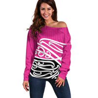 All Pink New Zealand Kowhai Ngutukak Off Shoulder Sweater - Polynesian Pride