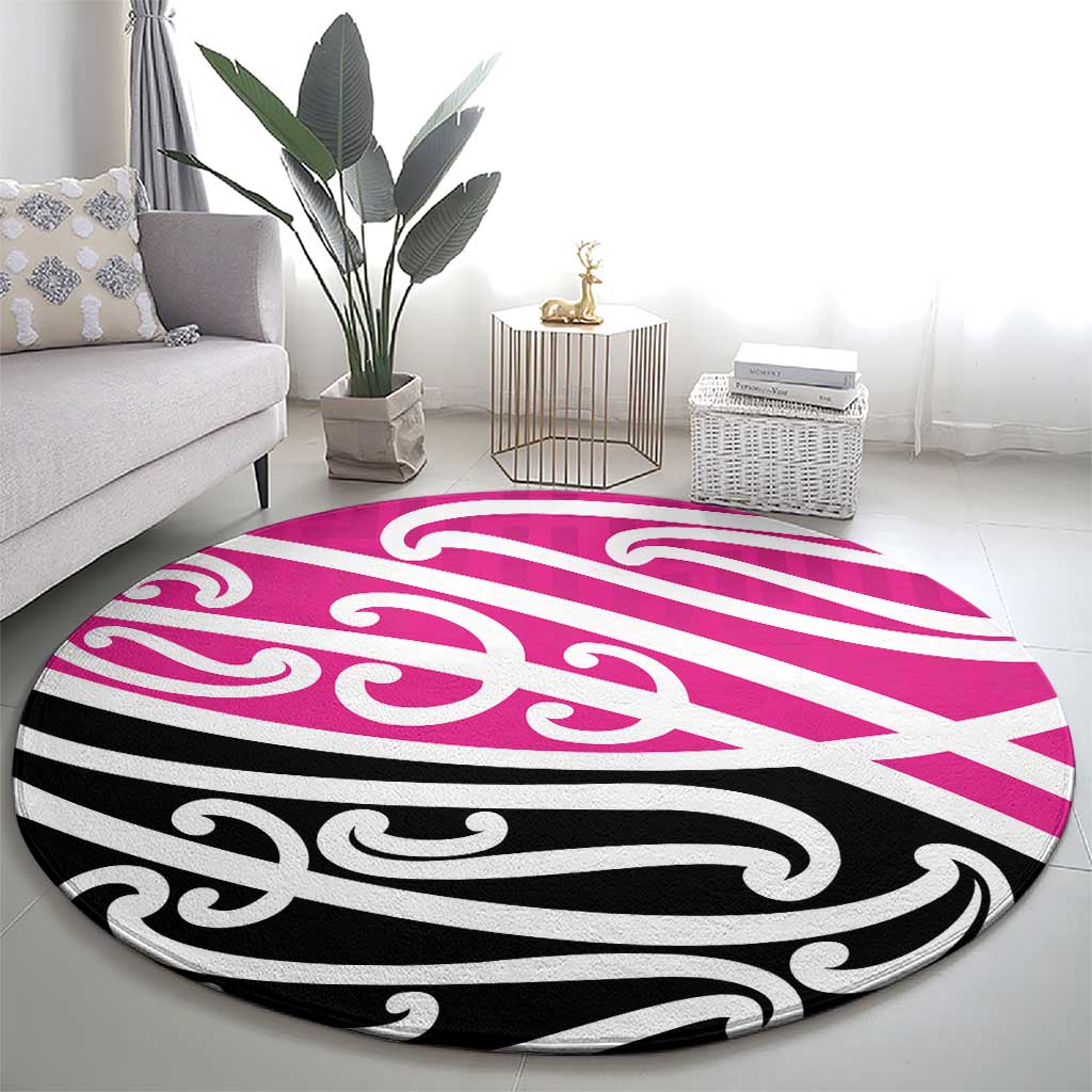 All Pink New Zealand Kowhai Ngutukak Round Carpet - Polynesian Pride