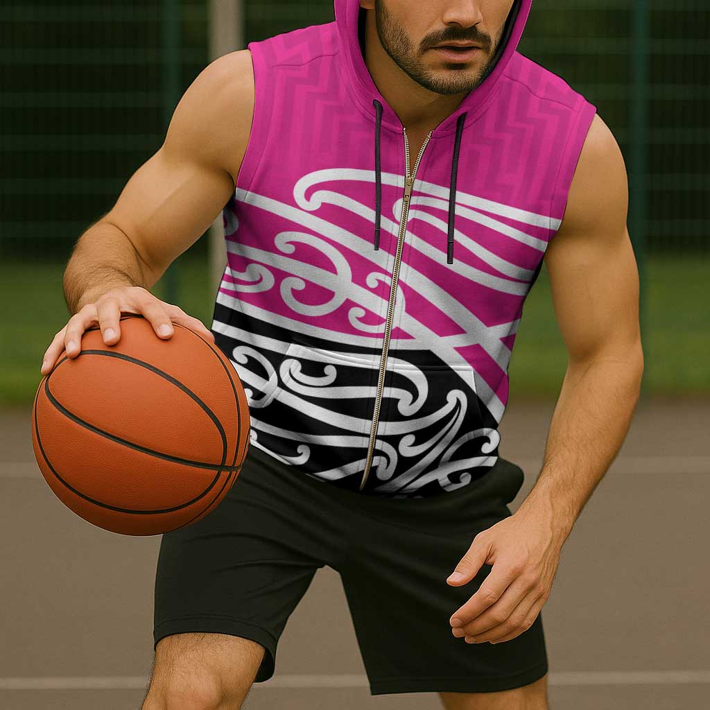All Pink New Zealand Kowhai Ngutukak Sleeveless Zip Hoodie - Polynesian Pride