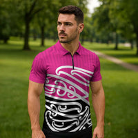 All Pink New Zealand Kowhai Ngutukak Zipper Polo Shirt - Polynesian Pride