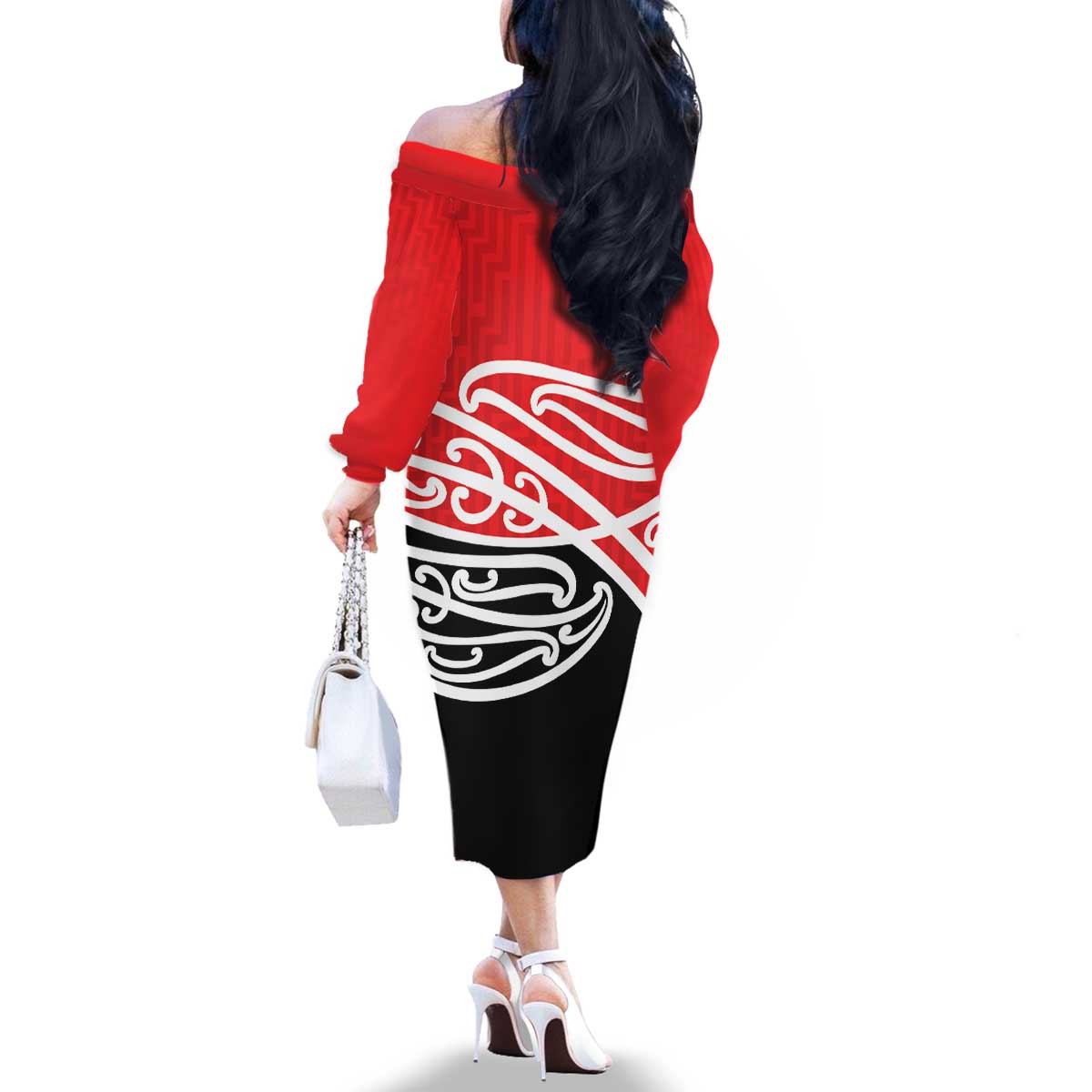 All Red New Zealand Kowhai Ngutukak Family Matching Off The Shoulder Long Sleeve Dress and Hawaiian Shirt - Polynesian Pride