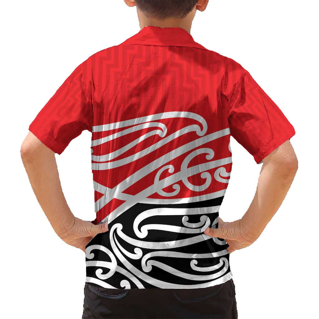 All Red New Zealand Kowhai Ngutukak Family Matching Tank Maxi Dress and Hawaiian Shirt - Polynesian Pride