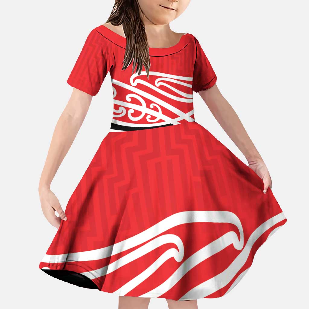 All Red New Zealand Kowhai Ngutukak Family Matching Tank Maxi Dress and Hawaiian Shirt - Polynesian Pride