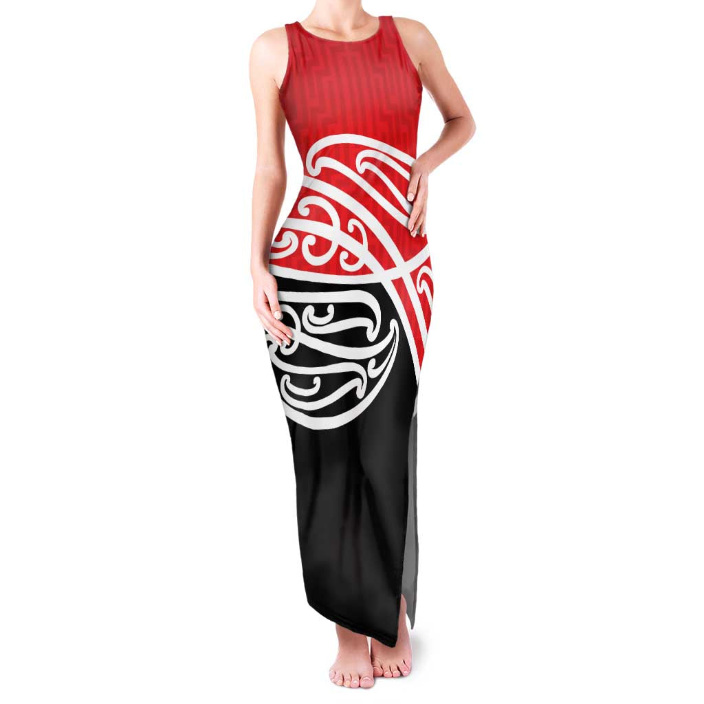 All Red New Zealand Kowhai Ngutukak Family Matching Tank Maxi Dress and Hawaiian Shirt - Polynesian Pride