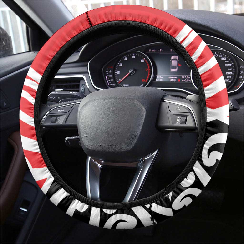 All Red New Zealand Kowhai Ngutukak Steering Wheel Cover - Polynesian Pride