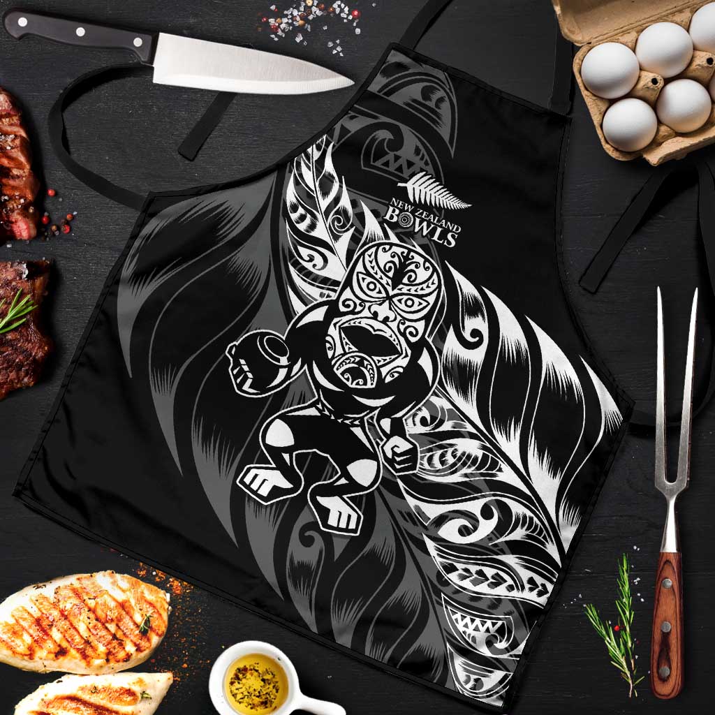 New Zealand Lawn Bowls Apron Black Maori Warrior Tribal Silver Fern - Polynesian Pride