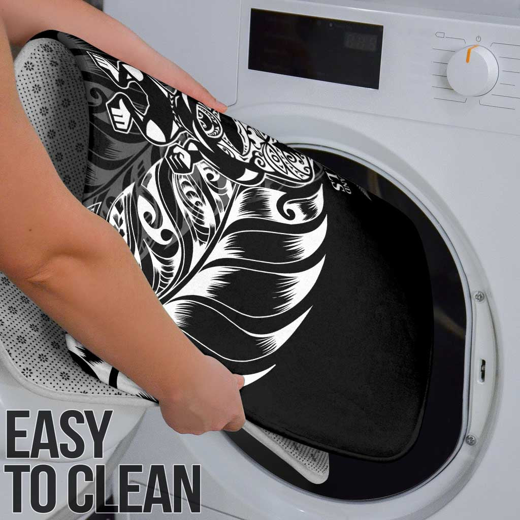 New Zealand Lawn Bowls Bathroom Set Black Maori Warrior Tribal Silver Fern - Polynesian Pride