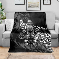 New Zealand Lawn Bowls Blanket Black Maori Warrior Tribal Silver Fern - Polynesian Pride