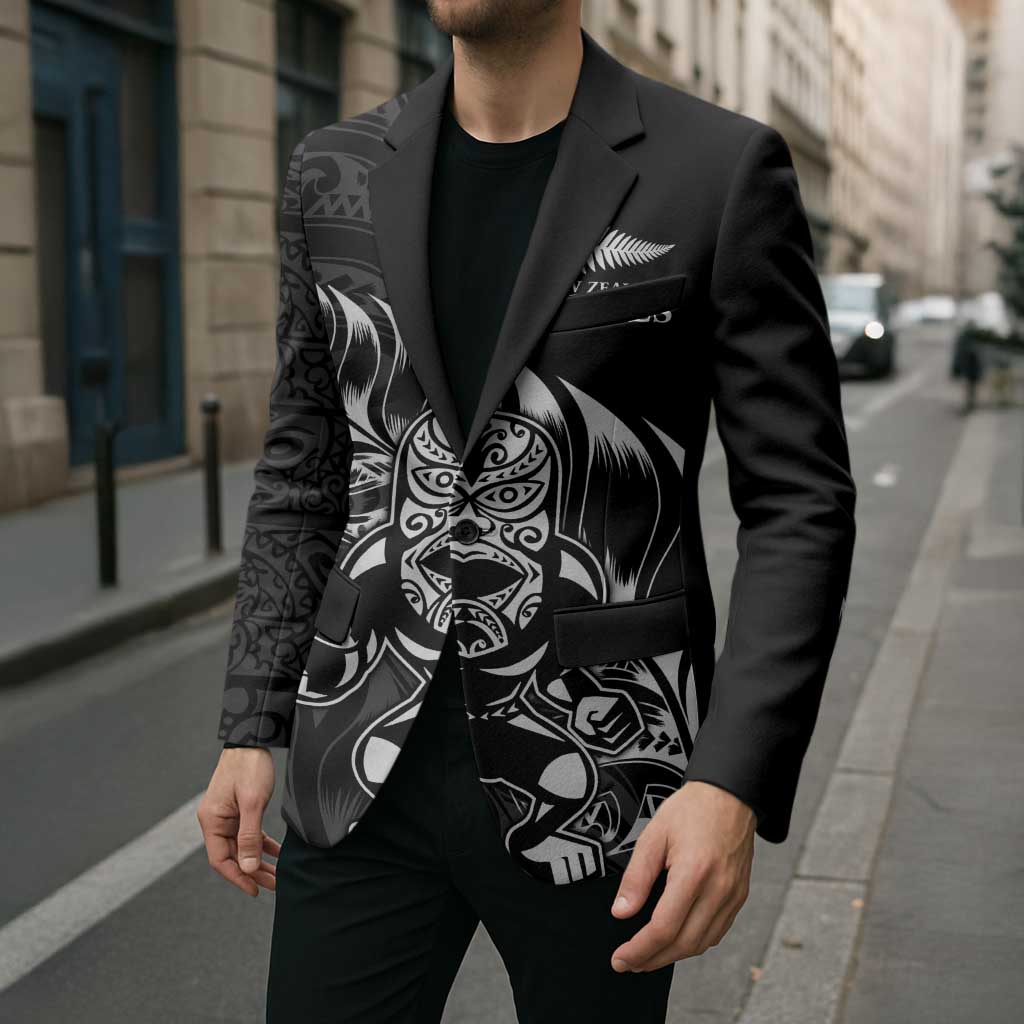 New Zealand Lawn Bowls Custom Blazer Black Maori Warrior Tribal Silver Fern - Polynesian Pride
