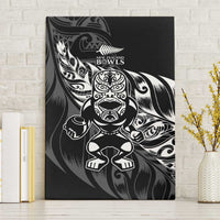 New Zealand Lawn Bowls Canvas Wall Art Black Maori Warrior Tribal Silver Fern - Polynesian Pride