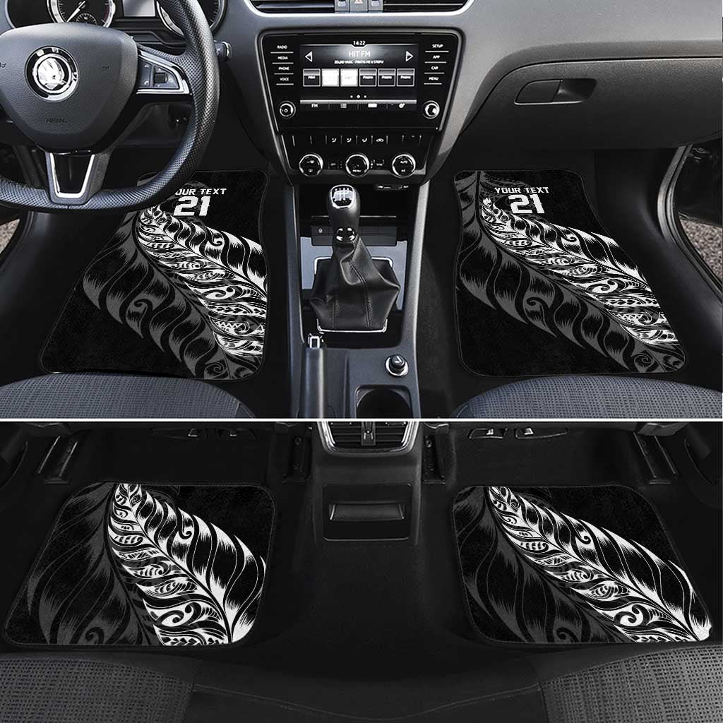 New Zealand Lawn Bowls Custom Car Mats Black Maori Warrior Tribal Silver Fern - Polynesian Pride