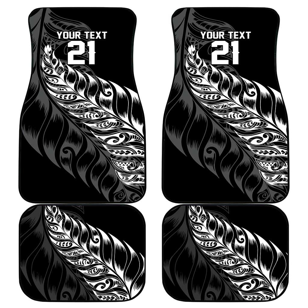 New Zealand Lawn Bowls Custom Car Mats Black Maori Warrior Tribal Silver Fern - Polynesian Pride