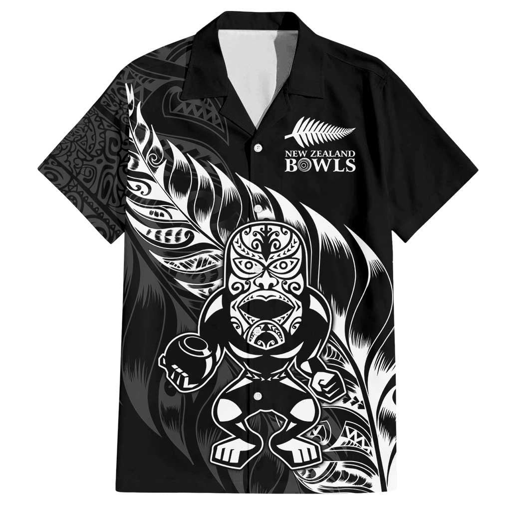 New Zealand Lawn Bowls Custom Family Matching Long Sleeve Bodycon Dress and Hawaiian Shirt Black Maori Warrior Tribal Silver Fern - Polynesian Pride