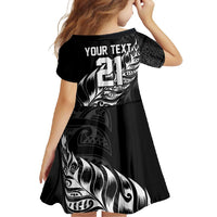 New Zealand Lawn Bowls Custom Family Matching Short Sleeve Bodycon Dress and Hawaiian Shirt Black Maori Warrior Tribal Silver Fern - Polynesian Pride