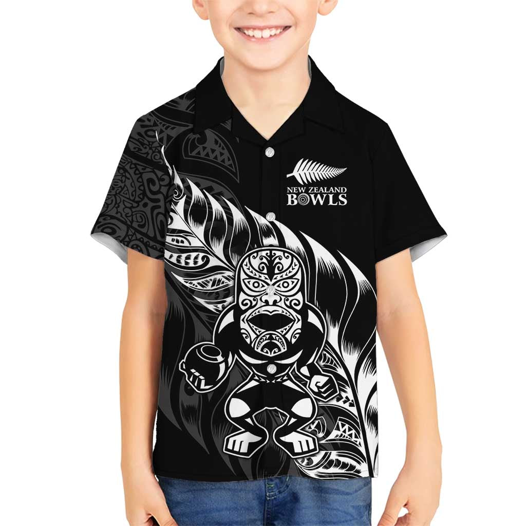 New Zealand Lawn Bowls Custom Family Matching Tank Maxi Dress and Hawaiian Shirt Black Maori Warrior Tribal Silver Fern - Polynesian Pride