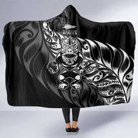 New Zealand Lawn Bowls Hooded Blanket Black Maori Warrior Tribal Silver Fern - Polynesian Pride