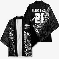 New Zealand Lawn Bowls Custom Kimono Black Maori Warrior Tribal Silver Fern - Polynesian Pride