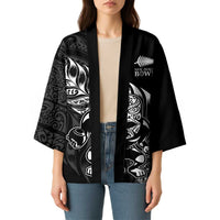 New Zealand Lawn Bowls Custom Kimono Black Maori Warrior Tribal Silver Fern - Polynesian Pride