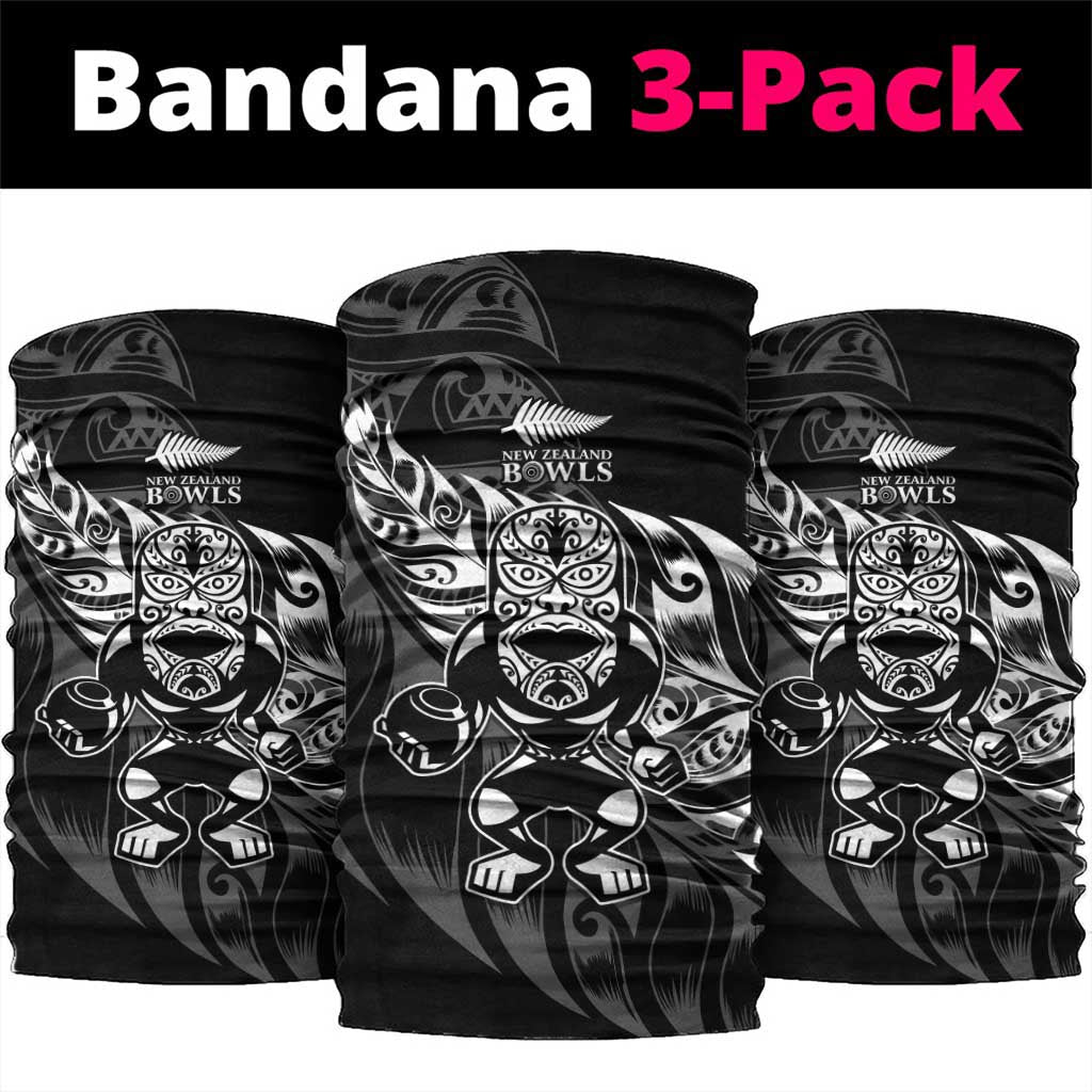 New Zealand Lawn Bowls Neck Gaiter Black Maori Warrior Tribal Silver Fern - Polynesian Pride