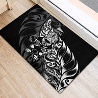 New Zealand Lawn Bowls Rubber Doormat Black Maori Warrior Tribal Silver Fern - Polynesian Pride