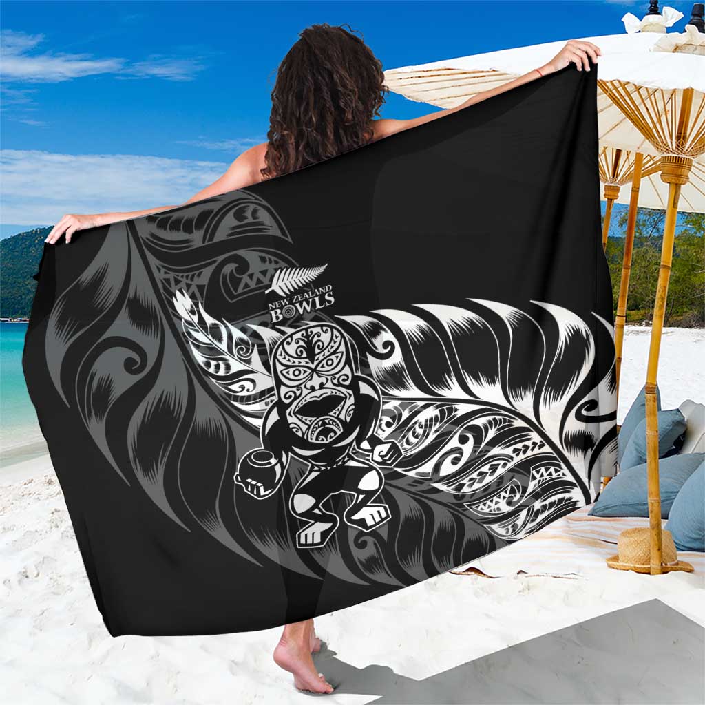 New Zealand Lawn Bowls Sarong Black Maori Warrior Tribal Silver Fern - Polynesian Pride