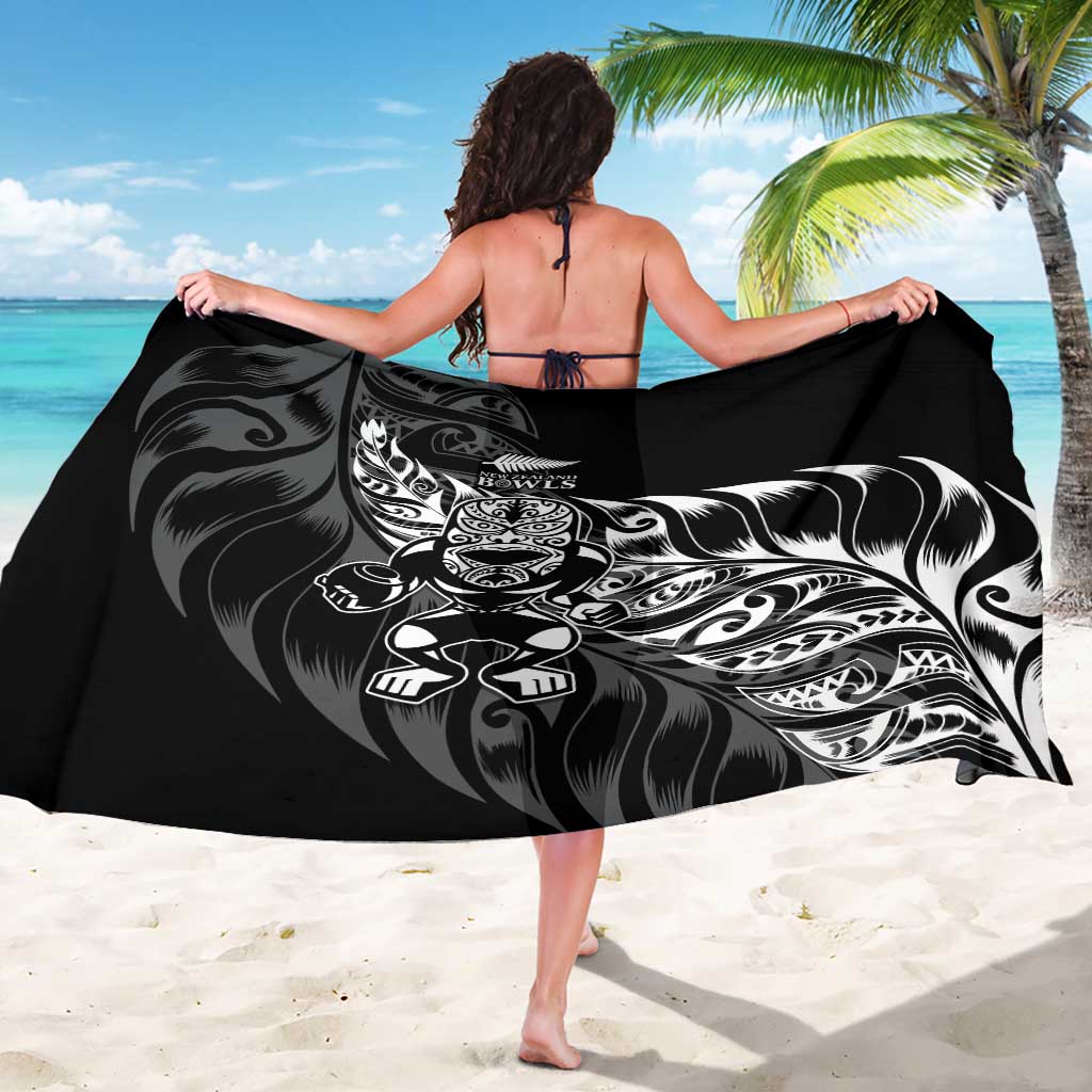 New Zealand Lawn Bowls Sarong Black Maori Warrior Tribal Silver Fern - Polynesian Pride