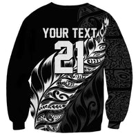 New Zealand Lawn Bowls Custom Sweatshirt Black Maori Warrior Tribal Silver Fern - Polynesian Pride