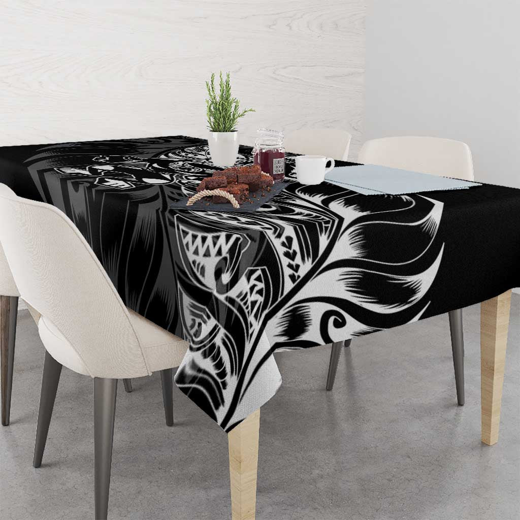 New Zealand Lawn Bowls Tablecloth Black Maori Warrior Tribal Silver Fern - Polynesian Pride