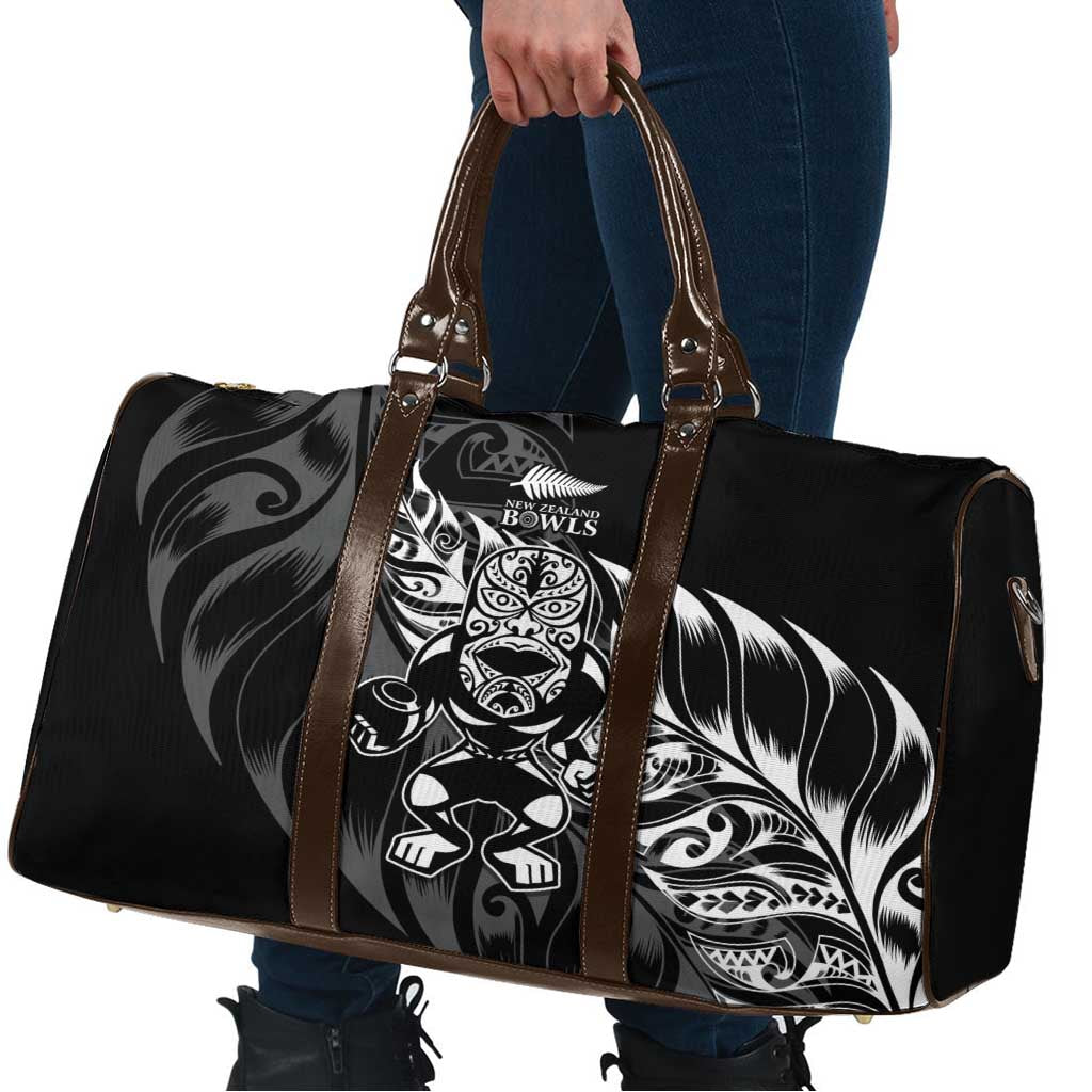 New Zealand Lawn Bowls Travel Bag Black Maori Warrior Tribal Silver Fern - Polynesian Pride