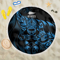 New Zealand Lawn Bowls Beach Blanket Blue Maori Warrior Tribal Silver Fern - Polynesian Pride