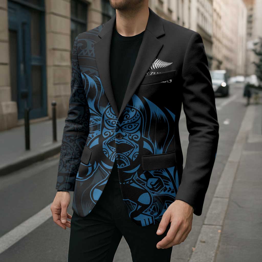 New Zealand Lawn Bowls Custom Blazer Blue Maori Warrior Tribal Silver Fern - Polynesian Pride