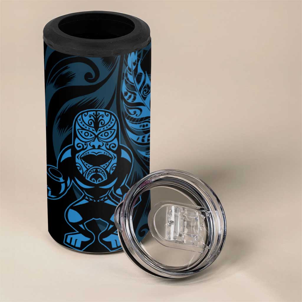 New Zealand Lawn Bowls Custom 4 in 1 Can Cooler Tumbler Blue Maori Warrior Tribal Silver Fern - Polynesian Pride